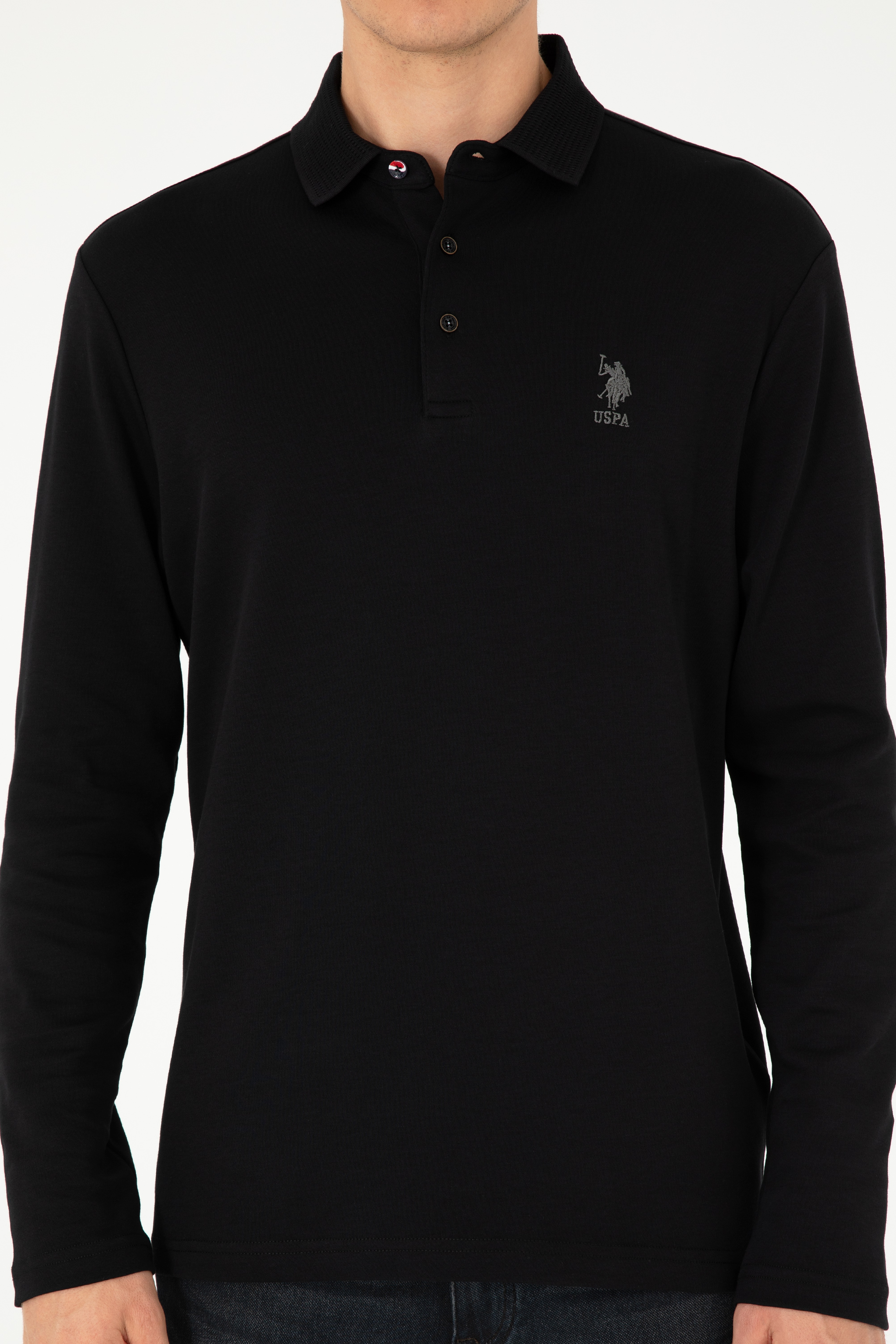 Erkek Siyah Basic Sweatshirt - Image 6