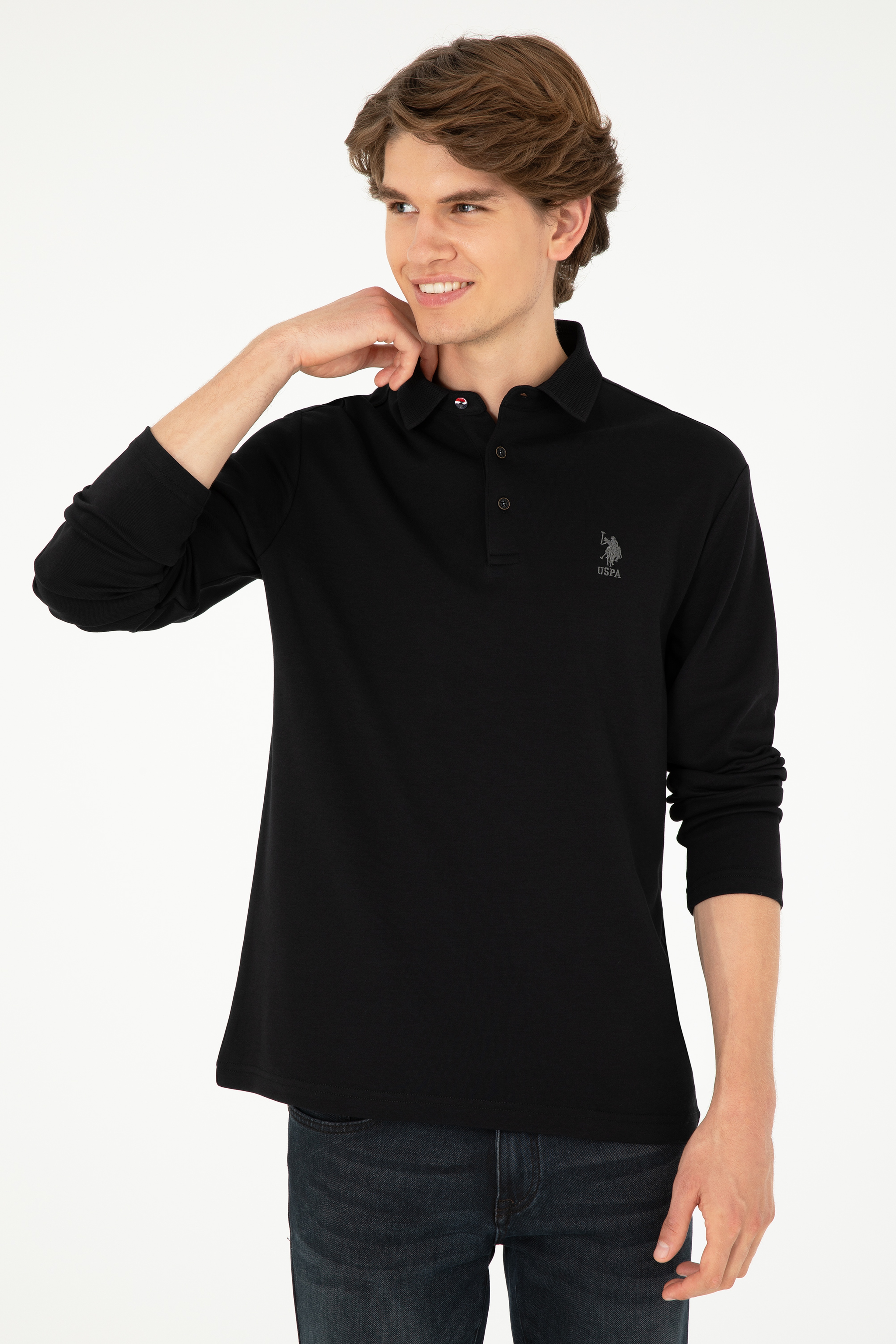Erkek Siyah Basic Sweatshirt - Image 3