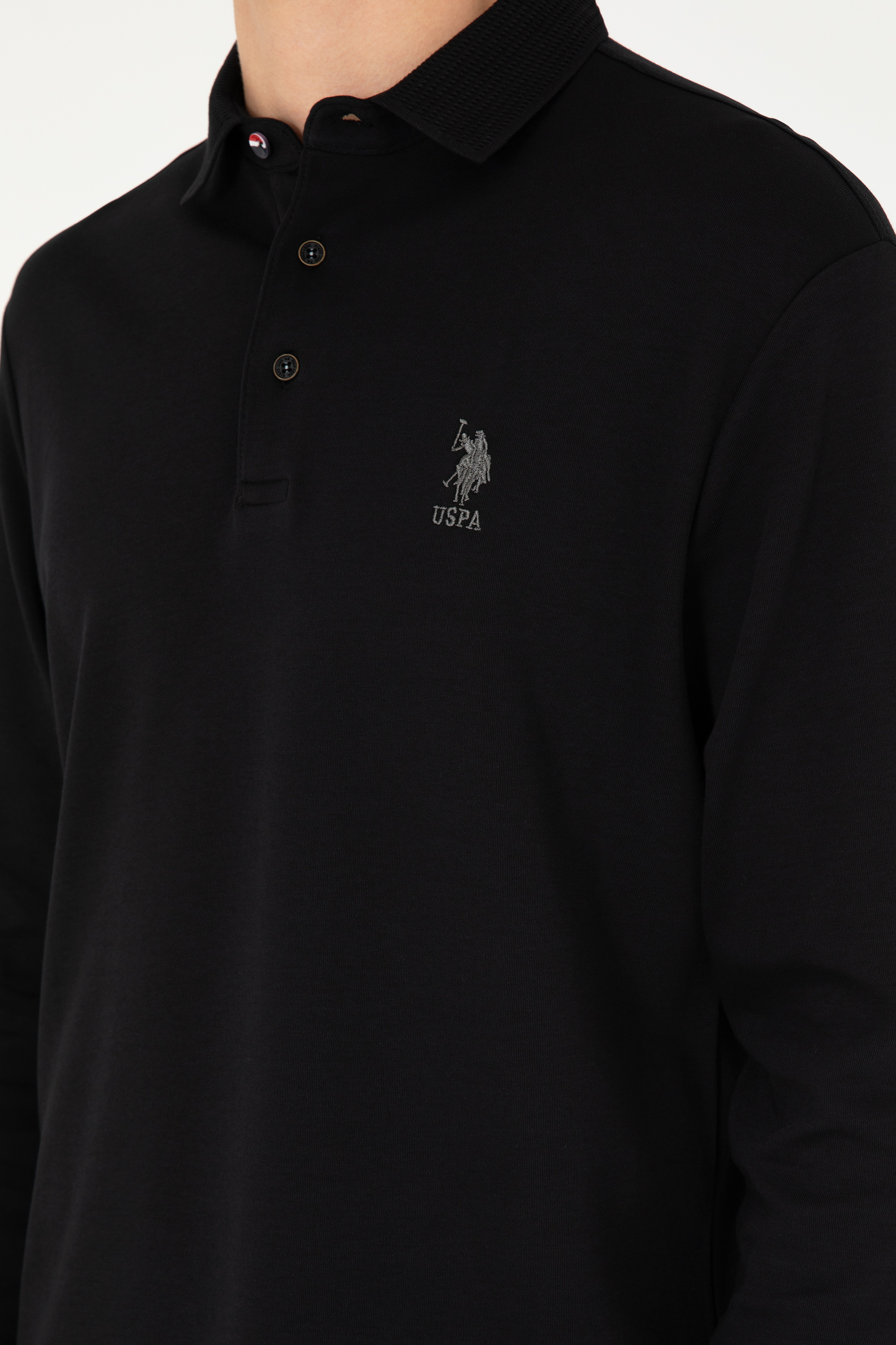 Erkek Siyah Basic Sweatshirt - Image 7
