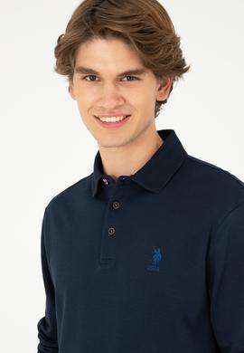 Erkek Regular Fit Polo Yaka Lacivert Basic Sweatshirt - 50289053006