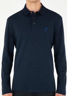 Erkek Regular Fit Polo Yaka Lacivert Basic Sweatshirt - 50289053006