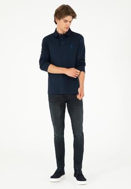 Erkek Regular Fit Polo Yaka Lacivert Basic Sweatshirt - 50289053006