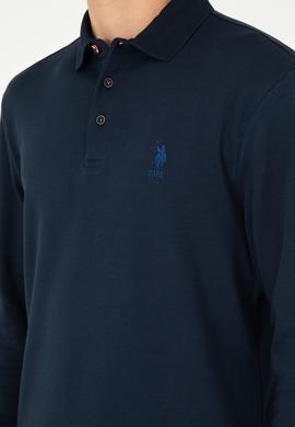 Erkek Regular Fit Polo Yaka Lacivert Basic Sweatshirt - 50289053006