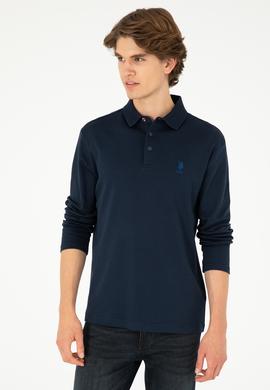 Erkek Regular Fit Polo Yaka Lacivert Basic Sweatshirt - 50289053006