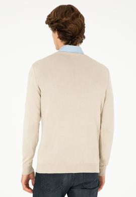 Erkek Slim Fit V Yaka Taş Melanj Basic Kazak - 50293512096