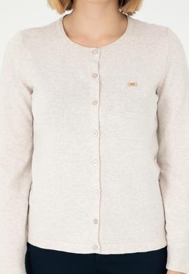 Kadın Taş Melanj Basic Triko Hırka - 50288996026