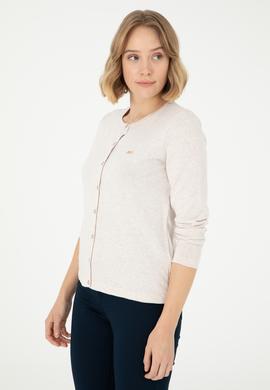 Kadın Taş Melanj Basic Triko Hırka - 50288996026