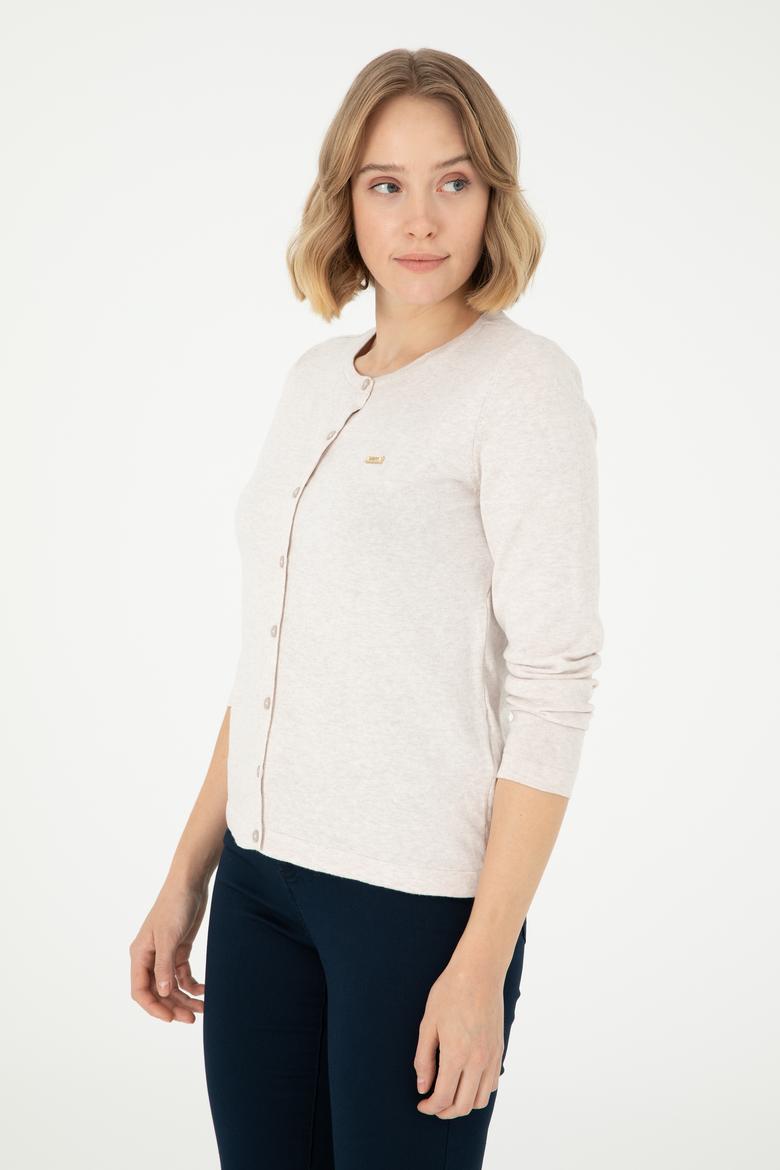 Kadın Taş Melanj Basic Triko Hırka - 50288996026