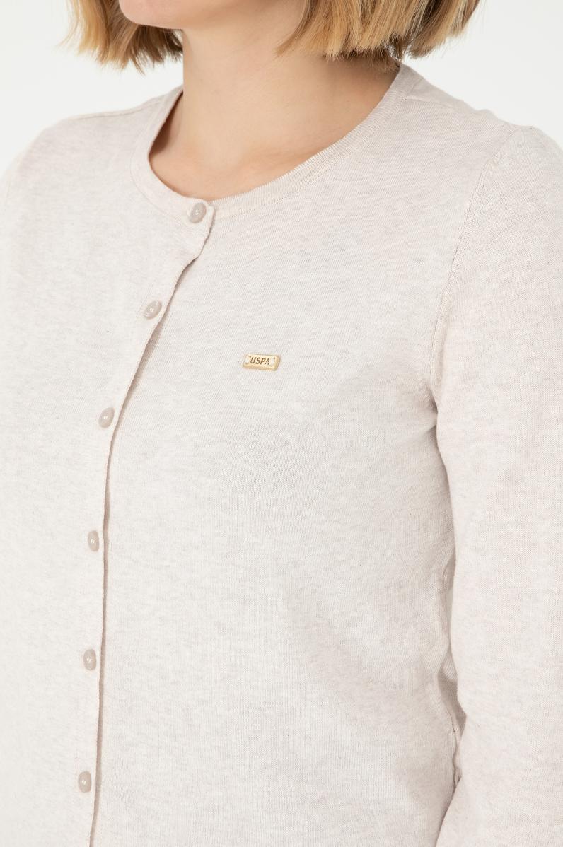 Kadın Taş Melanj Basic Triko Hırka