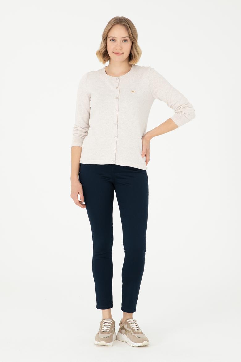 Kadın Taş Melanj Basic Triko Hırka - 50288996026