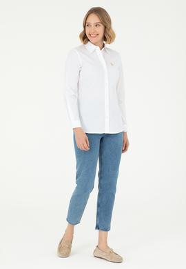Kadın Beyaz Uzun Kollu Basic Gömlek - 50295640009