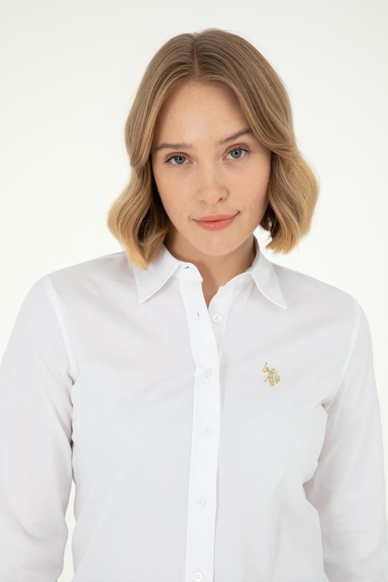 Kadın Beyaz Uzun Kollu Basic Gömlek - 50295640009