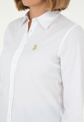 Kadın Beyaz Uzun Kollu Basic Gömlek - 50295640009