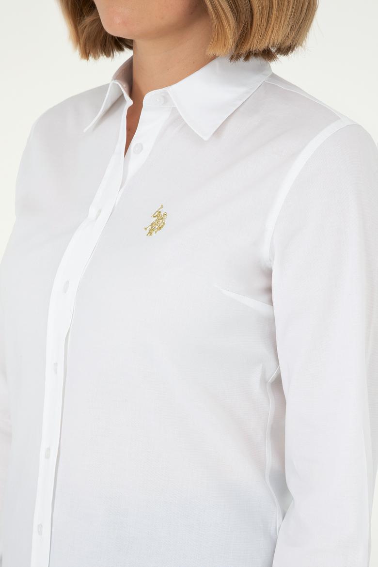 Kadın Beyaz Uzun Kollu Basic Gömlek - 50295640009