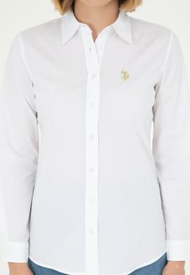 Kadın Beyaz Uzun Kollu Basic Gömlek - 50295640009