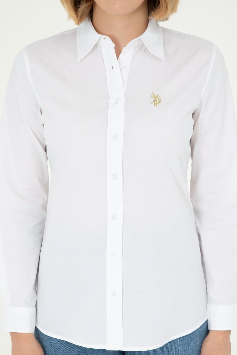 Kadın Beyaz Uzun Kollu Basic Gömlek - 50295640009