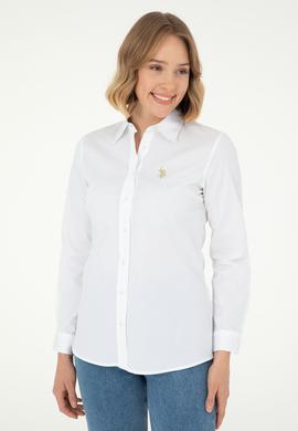 Kadın Beyaz Uzun Kollu Basic Gömlek - 50295640009