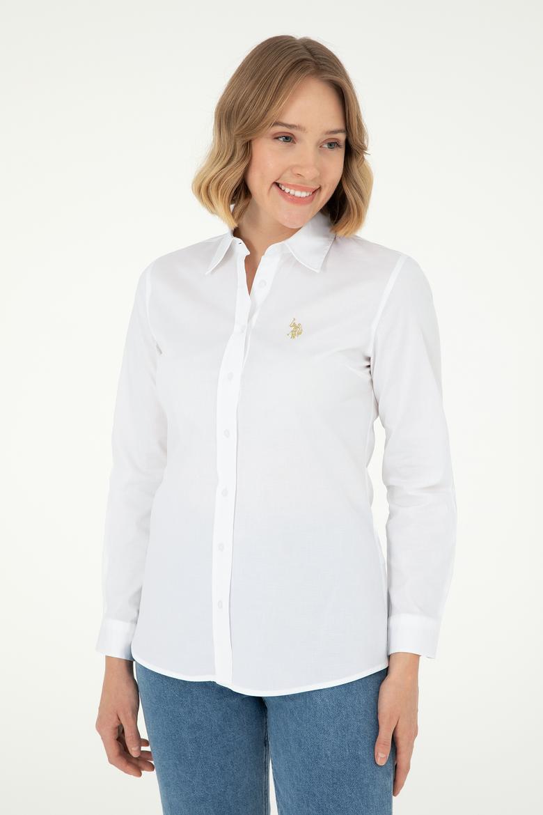 Kadın Beyaz Uzun Kollu Basic Gömlek - 50295640009