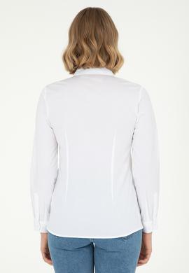 Kadın Beyaz Uzun Kollu Basic Gömlek - 50295640009