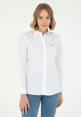 Kadın Beyaz Uzun Kollu Basic Gömlek - 50295640009