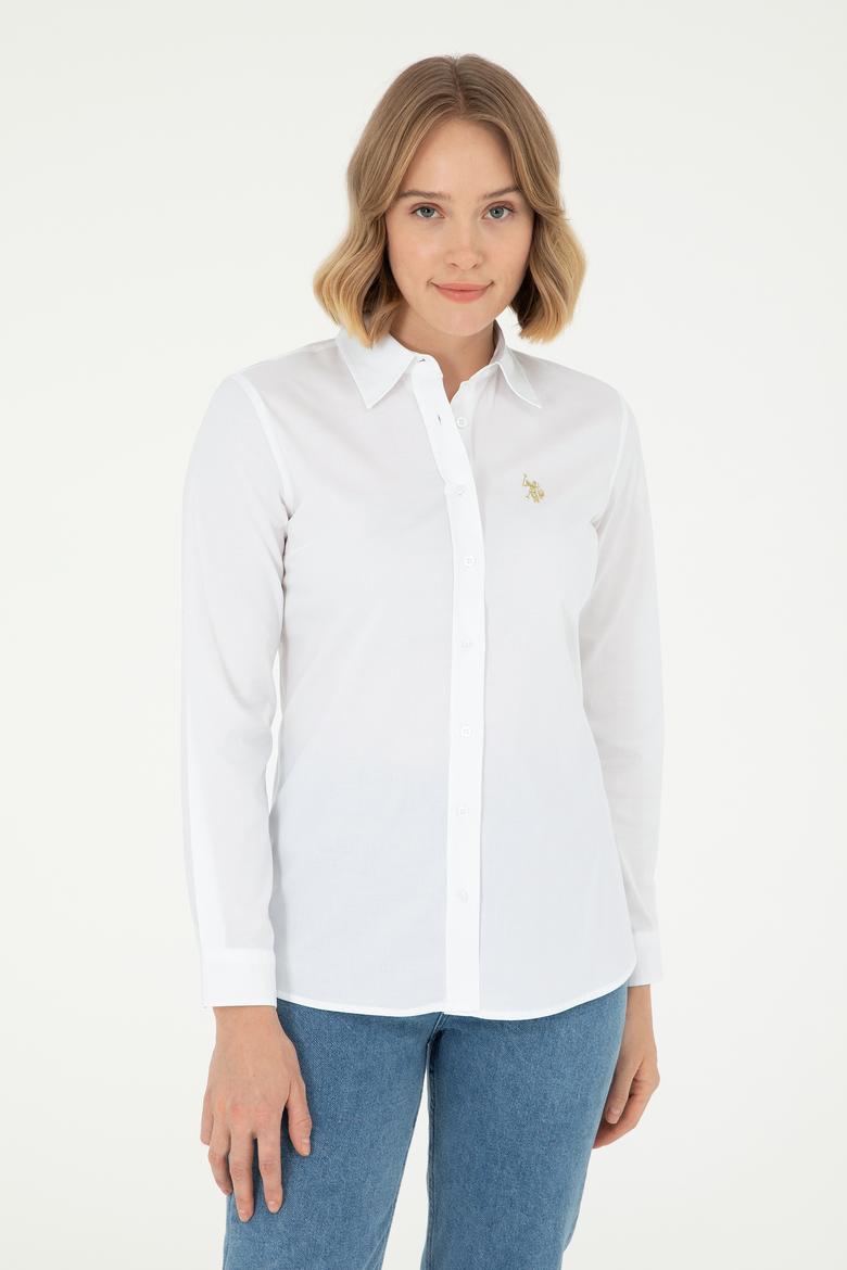 Kadın Beyaz Uzun Kollu Basic Gömlek