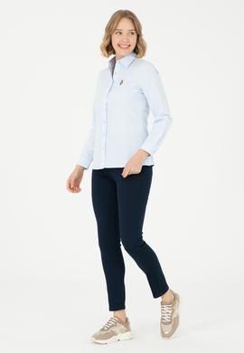 Kadın Açık Mavi Uzun Kollu Basic Gömlek - 50295704039