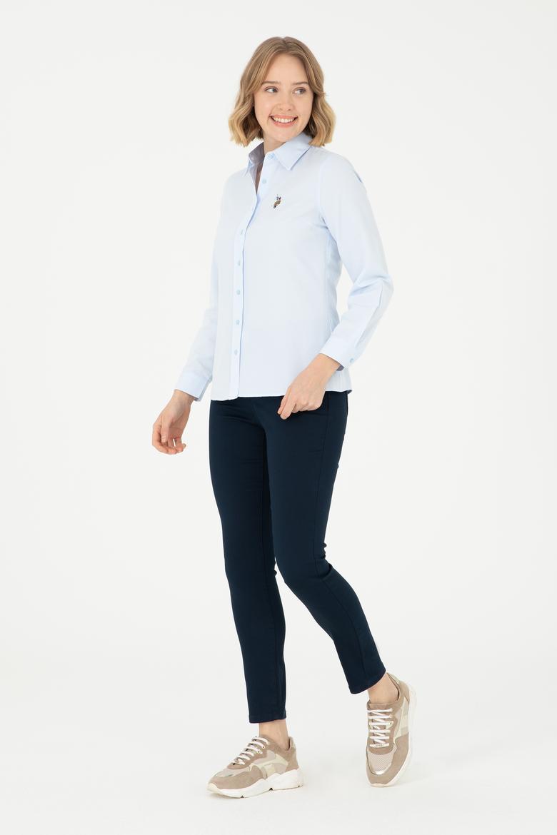 Kadın Açık Mavi Uzun Kollu Basic Gömlek - 50295704039