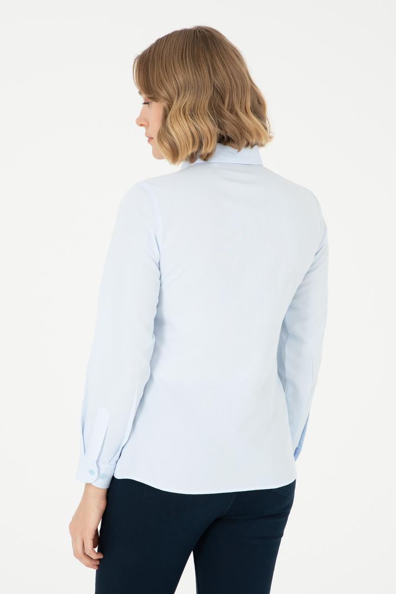 Kadın Açık Mavi Uzun Kollu Basic Gömlek - 50295704039