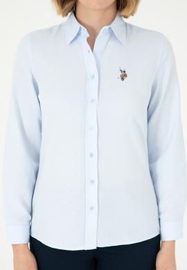 Kadın Açık Mavi Uzun Kollu Basic Gömlek - 50295704039