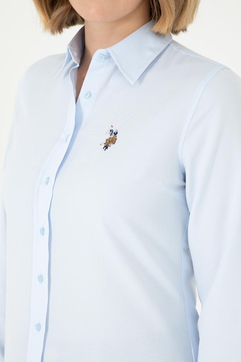 Kadın Açık Mavi Uzun Kollu Basic Gömlek - 50295704039