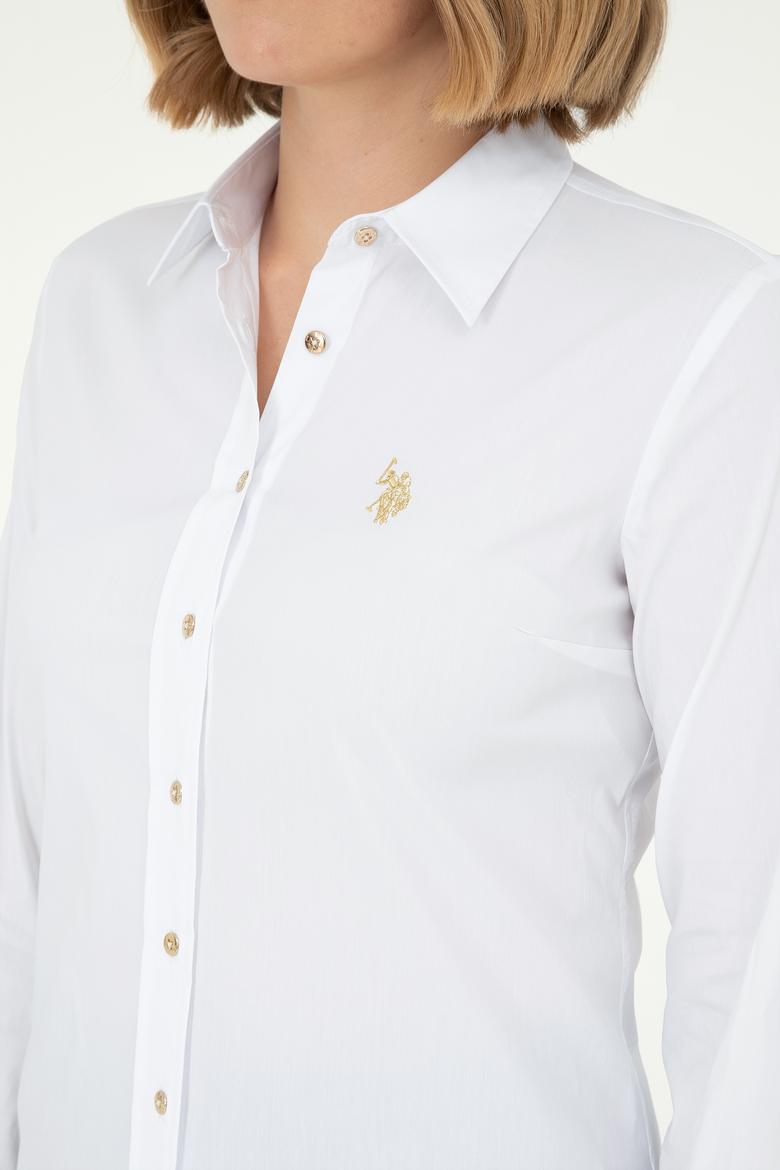 Kadın Beyaz Uzun Kollu Basic Gömlek - 50293919006