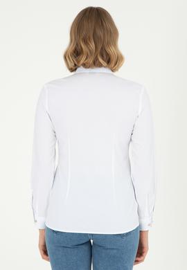 Kadın Beyaz Uzun Kollu Basic Gömlek - 50293919006