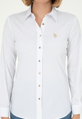 Kadın Beyaz Uzun Kollu Basic Gömlek - 50293919006