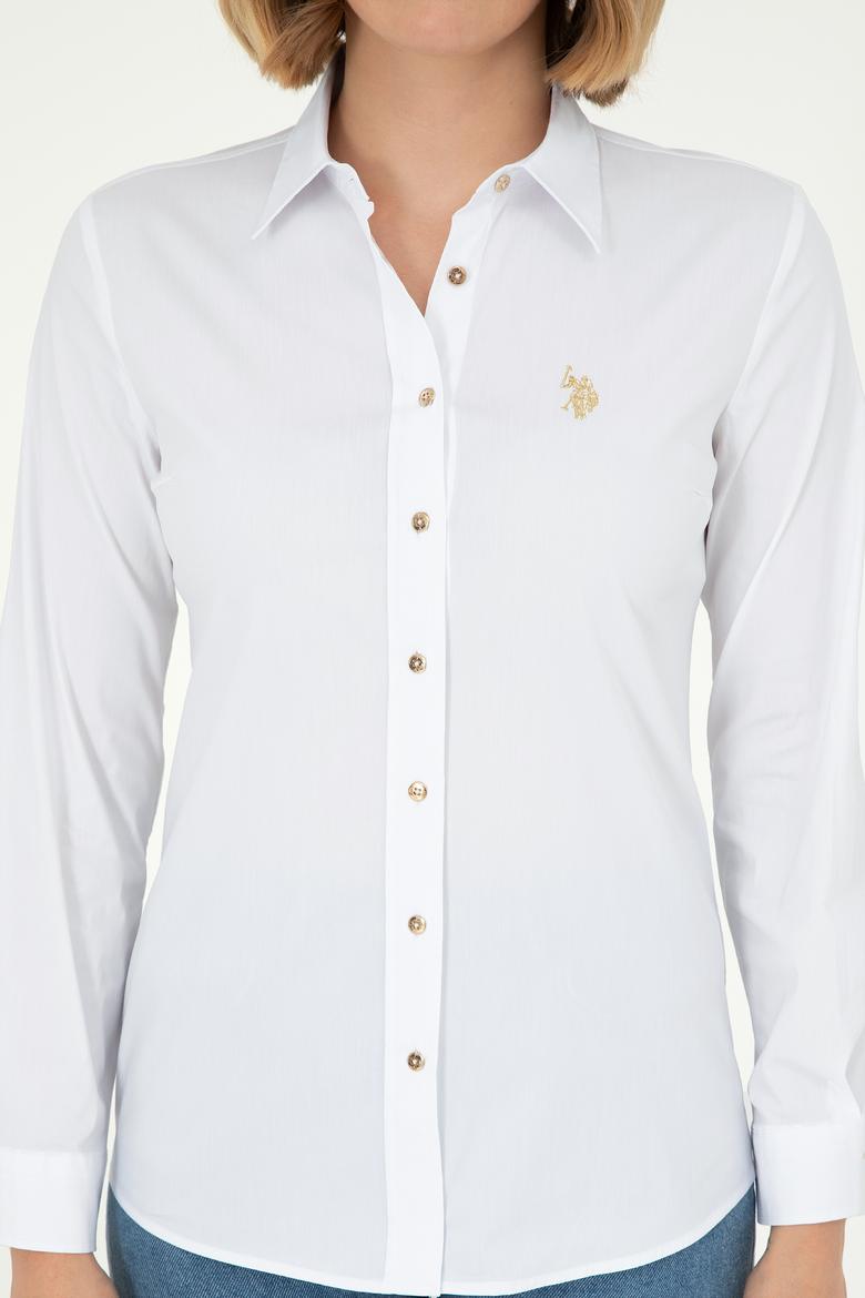 Kadın Beyaz Uzun Kollu Basic Gömlek - 50293919006