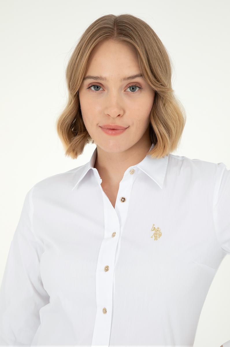 Kadın Beyaz Uzun Kollu Basic Gömlek