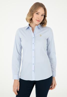 Kadın Açık Mavi Uzun Kollu Basic Gömlek - 50295640006