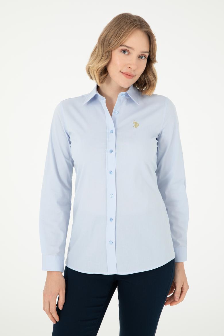 Kadın Açık Mavi Uzun Kollu Basic Gömlek - 50295640006