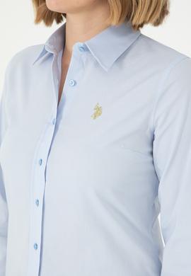 Kadın Açık Mavi Uzun Kollu Basic Gömlek - 50295640006