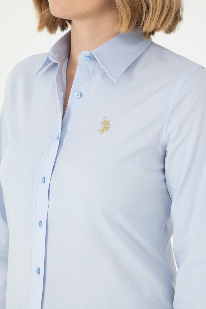 Kadın Açık Mavi Uzun Kollu Basic Gömlek - 50295640006