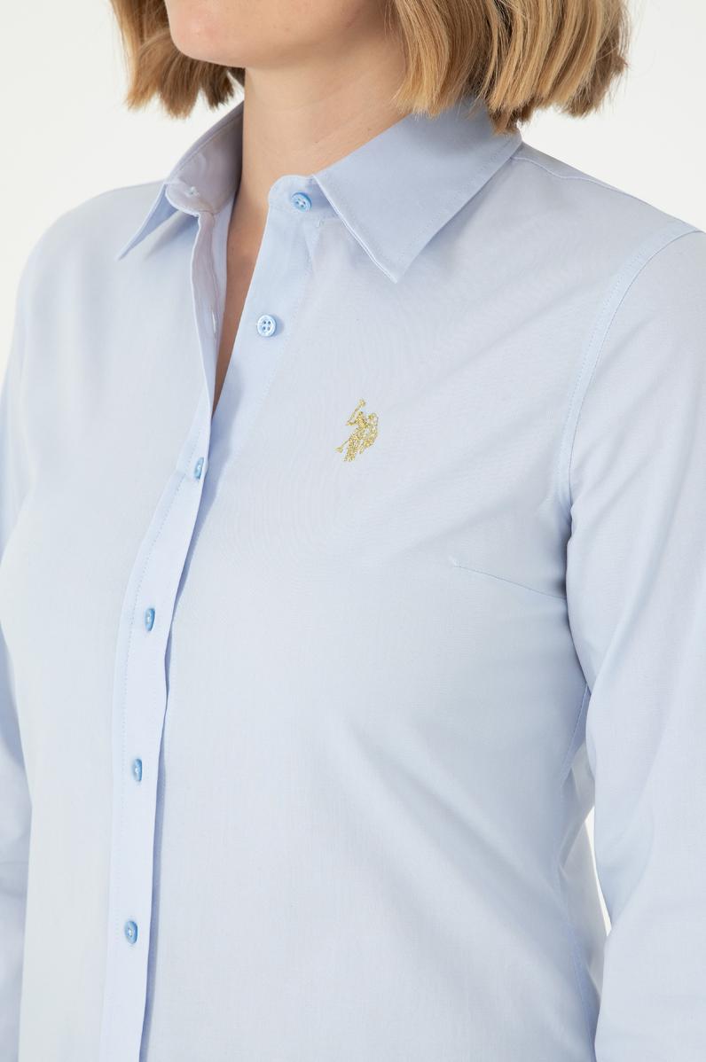 Kadın Açık Mavi Uzun Kollu Basic Gömlek