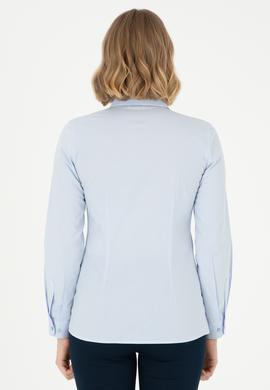 Kadın Açık Mavi Uzun Kollu Basic Gömlek - 50295640006