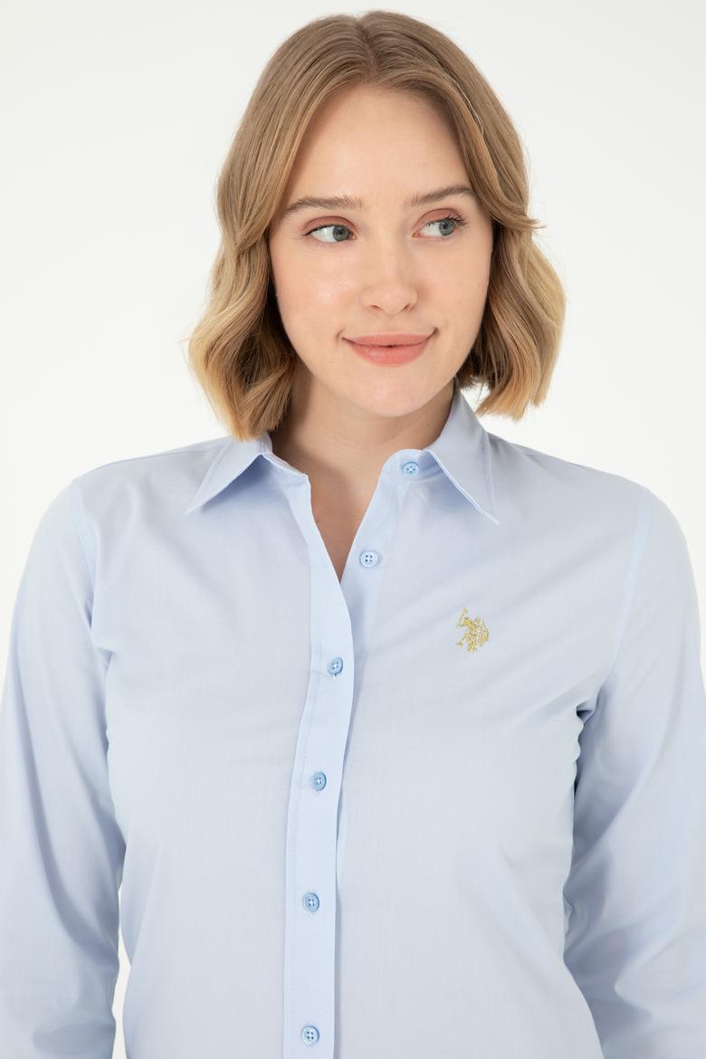 Kadın Açık Mavi Uzun Kollu Basic Gömlek - 50295640006