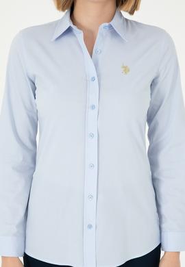 Kadın Açık Mavi Uzun Kollu Basic Gömlek - 50295640006