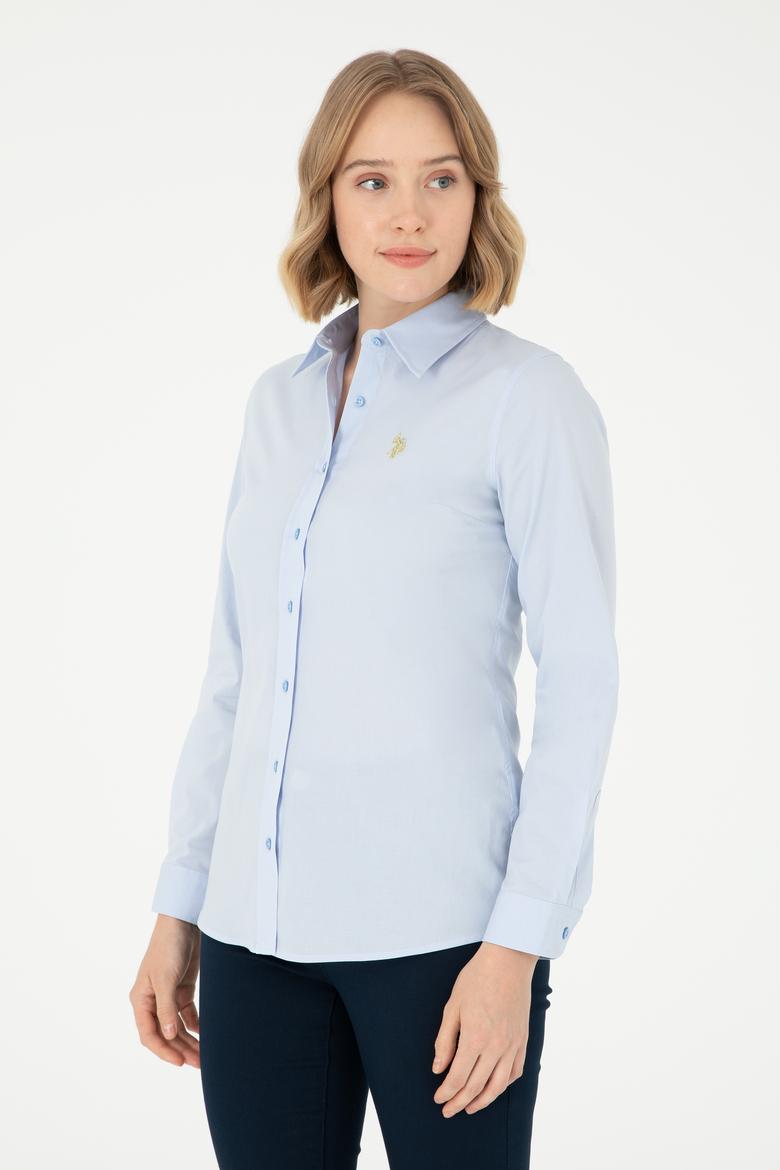 Kadın Açık Mavi Uzun Kollu Basic Gömlek