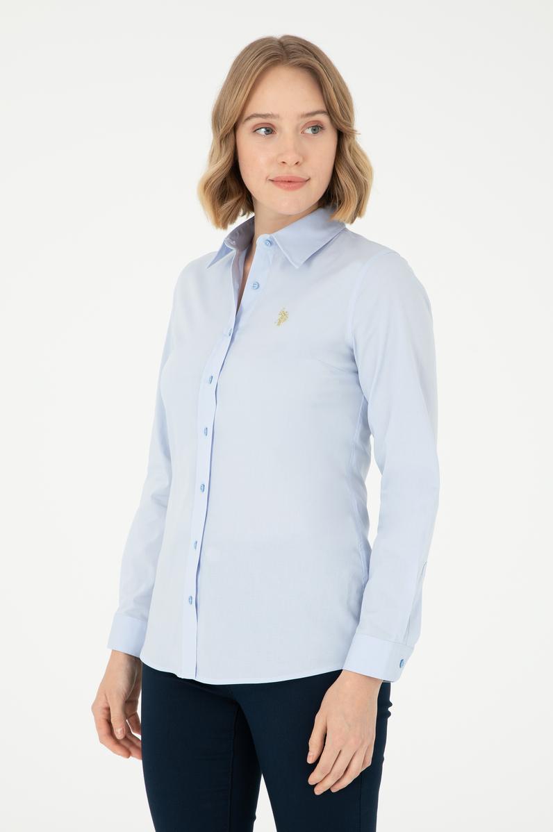 Kadın Açık Mavi Uzun Kollu Basic Gömlek