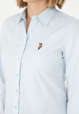 Kadın Açık Mavi Uzun Kollu Basic Gömlek - 50297839004