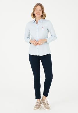 Kadın Açık Mavi Uzun Kollu Basic Gömlek - 50297839004