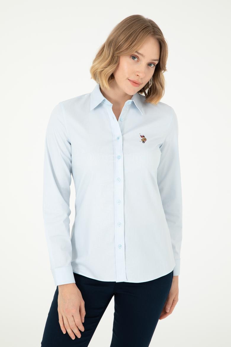 Kadın Açık Mavi Uzun Kollu Basic Gömlek - 50297839004