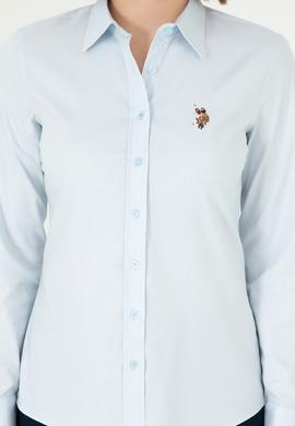 Kadın Açık Mavi Uzun Kollu Basic Gömlek - 50297839004