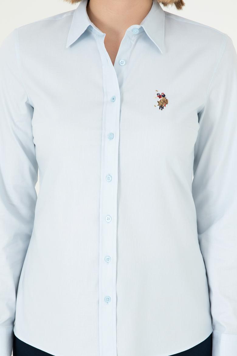 Kadın Açık Mavi Uzun Kollu Basic Gömlek - 50297839004